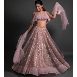 Pastel Color Net Fabric Designer Lehenga Choli
